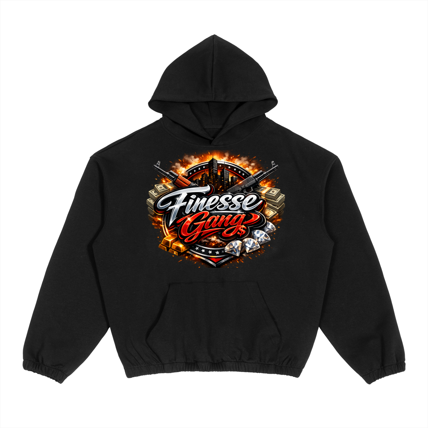 FG Finesse Gang-Boxy Cinched Hem Hoodie