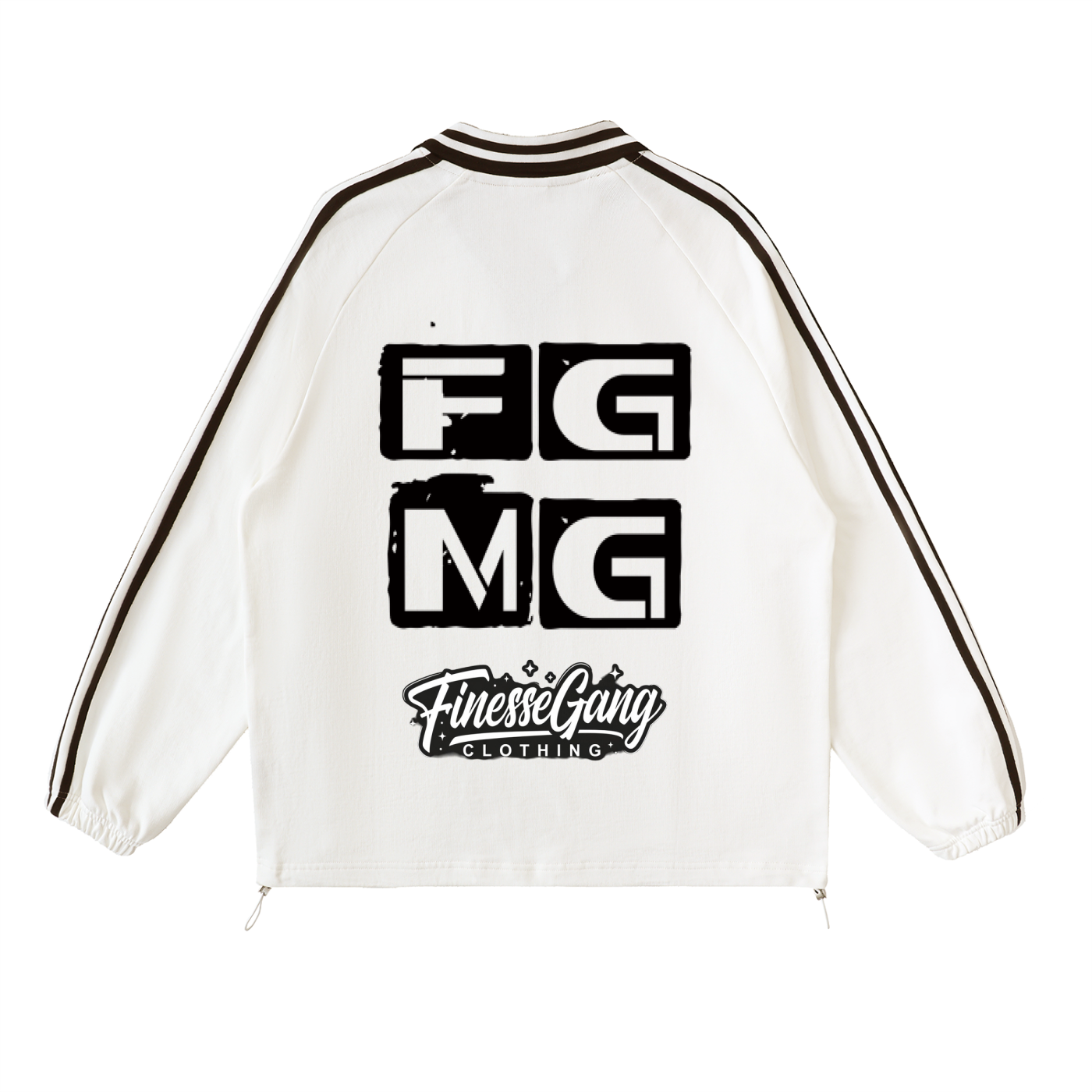 FG-Contrast Striped Lapel Collar Sweatshirt