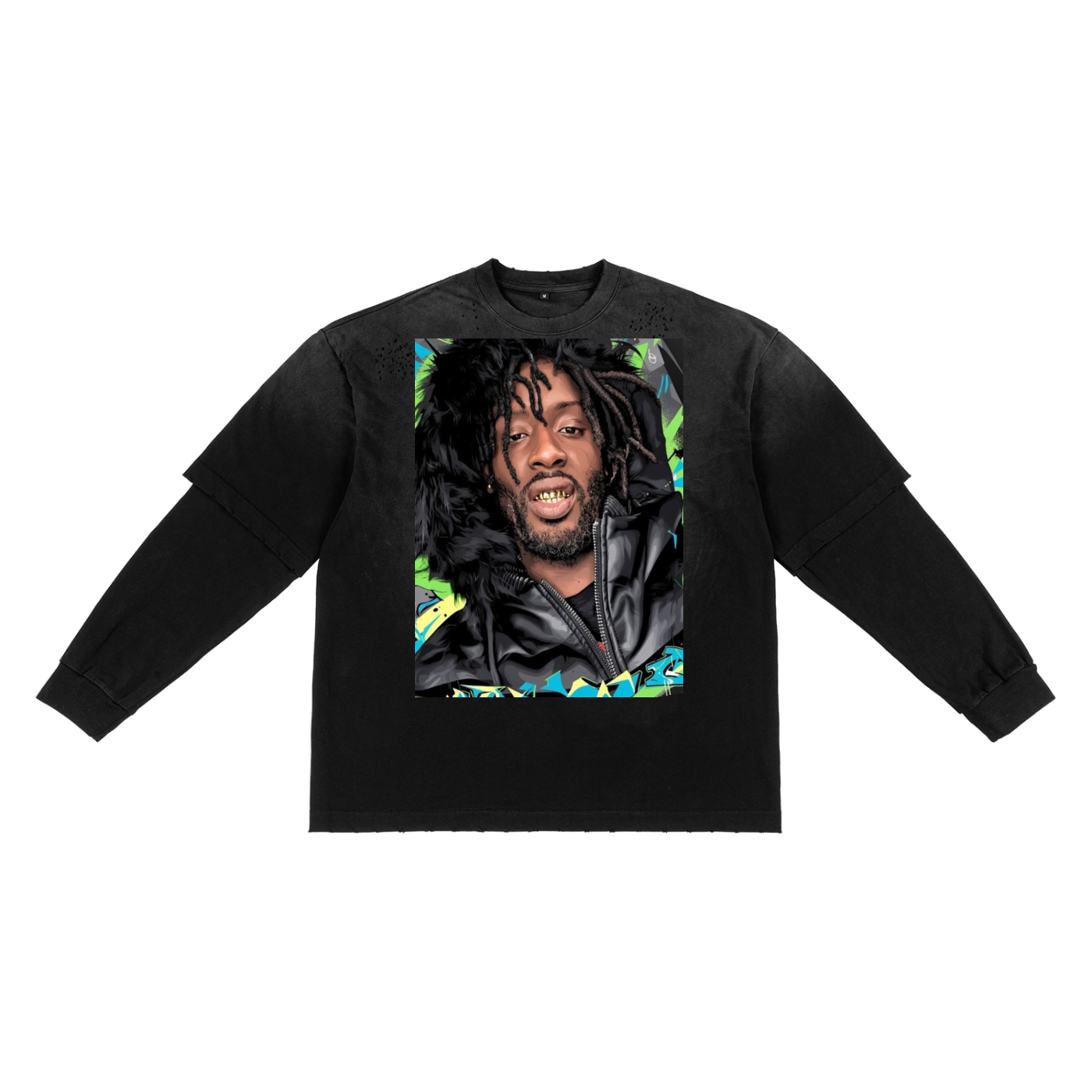 FG-Sunfade Hand-Frayed  Two-Piece Graphic T-Shirt