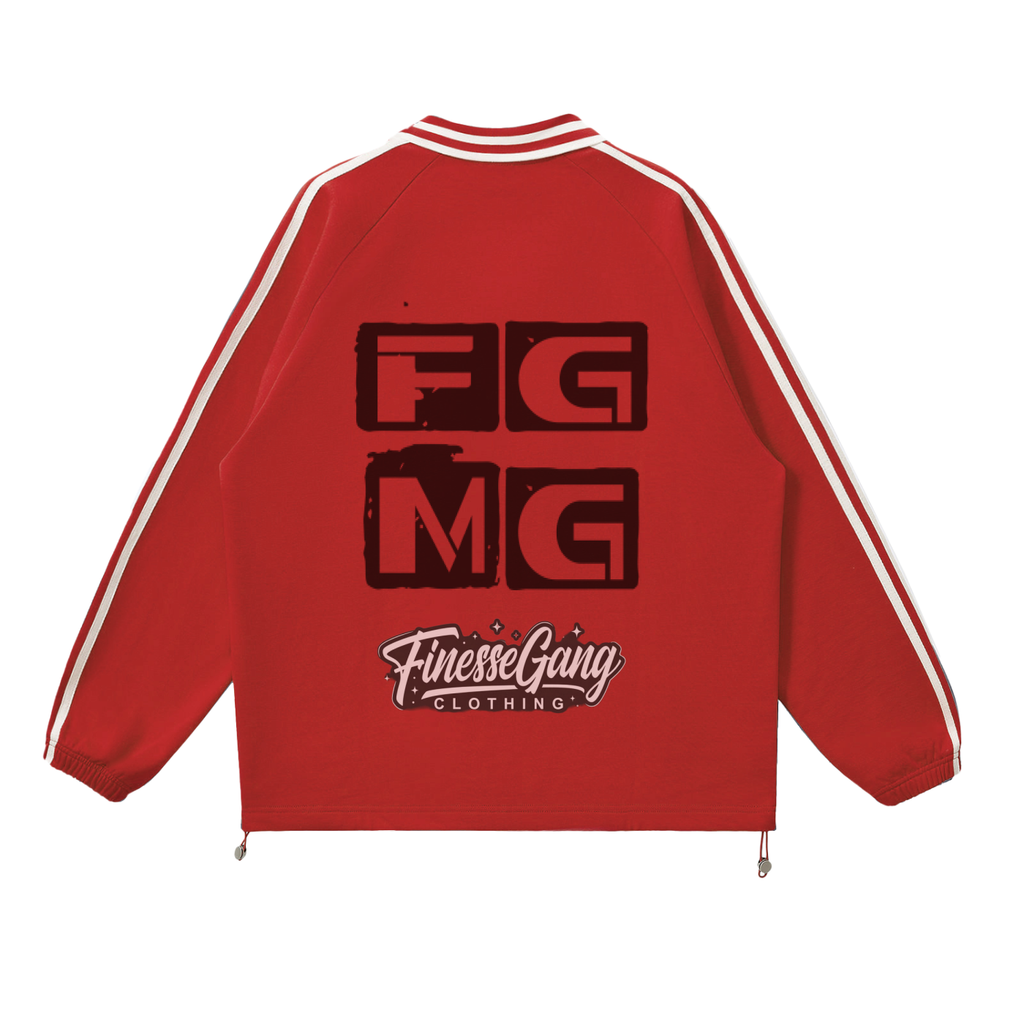 FG-Contrast Striped Lapel Collar Sweatshirt