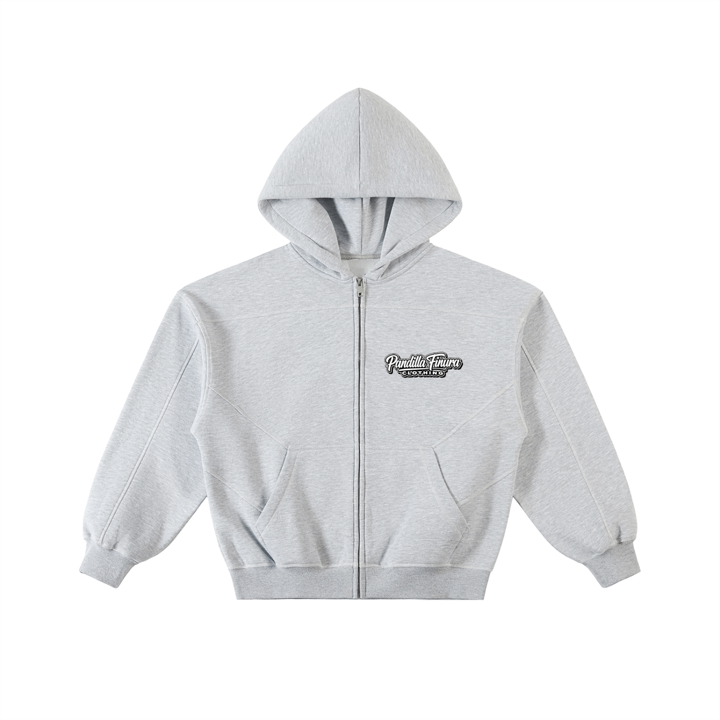 Contrast-Stitched Boxy Fleece Zip Hoodie