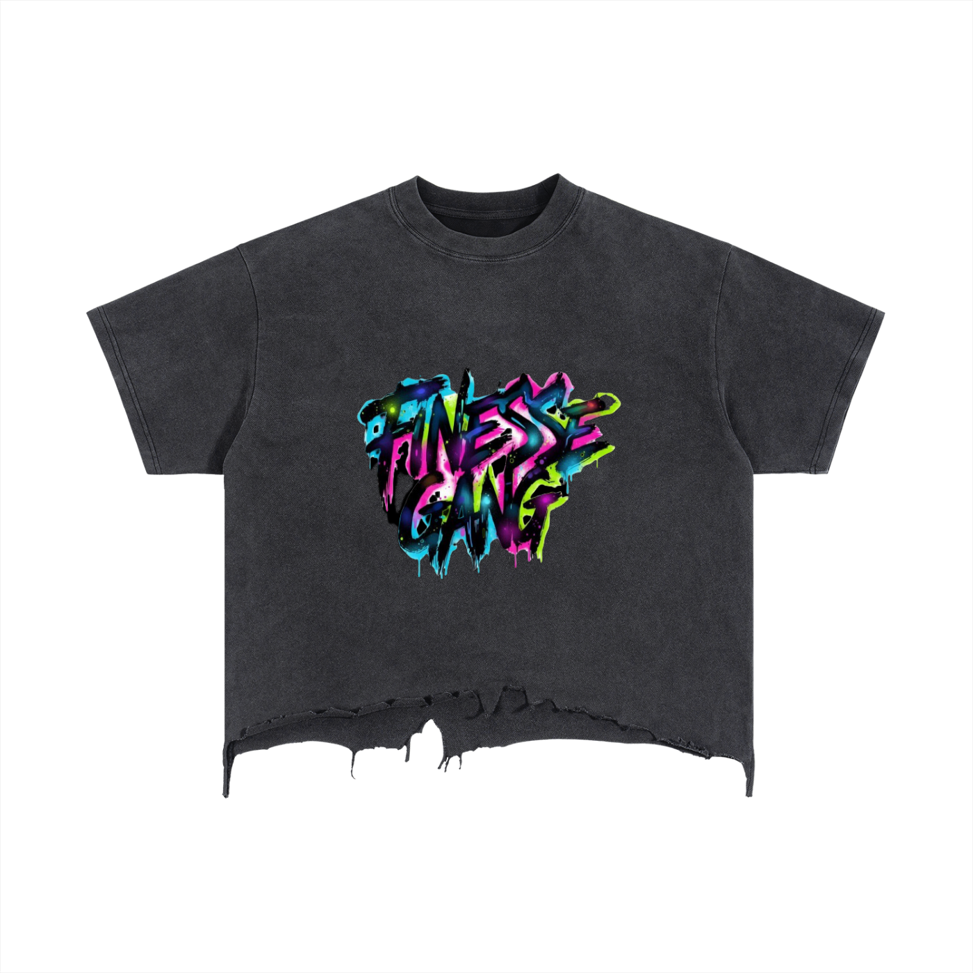 FG-Vintage Wash Boxy Distressed Hem T-Shirt