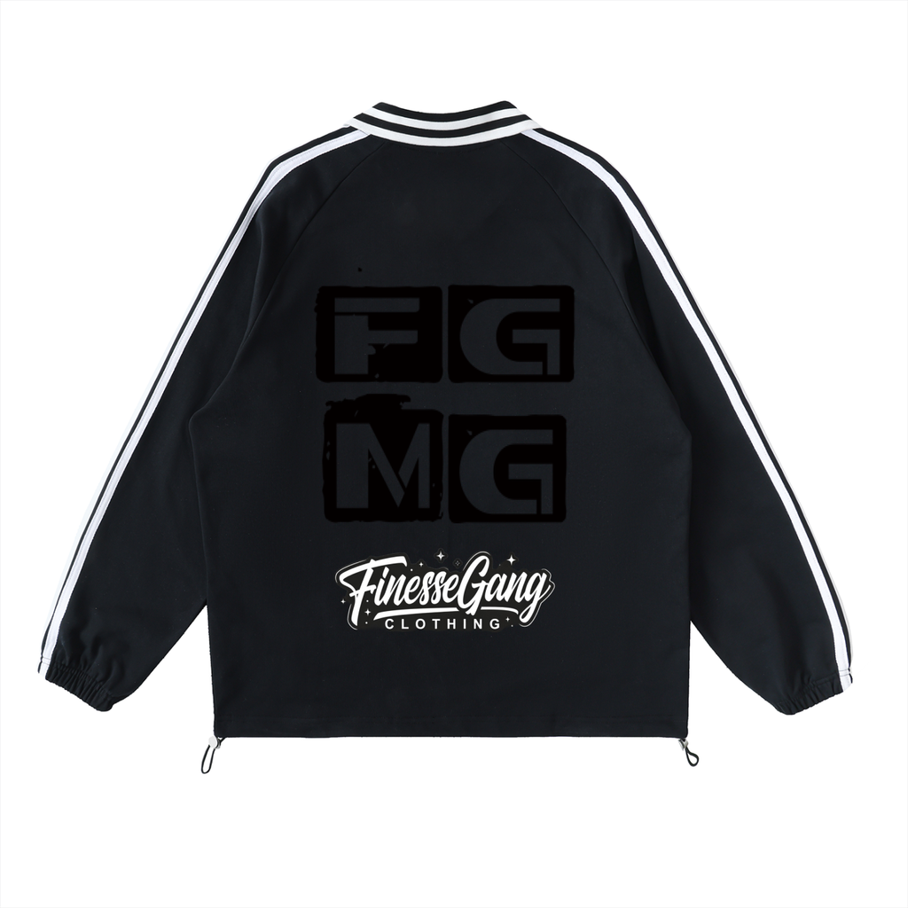 FG-Contrast Striped Lapel Collar Sweatshirt