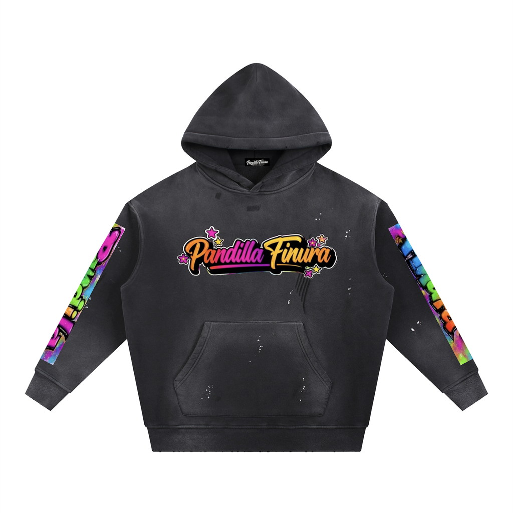 Vintage Washed Frayed Fleece Hoodie