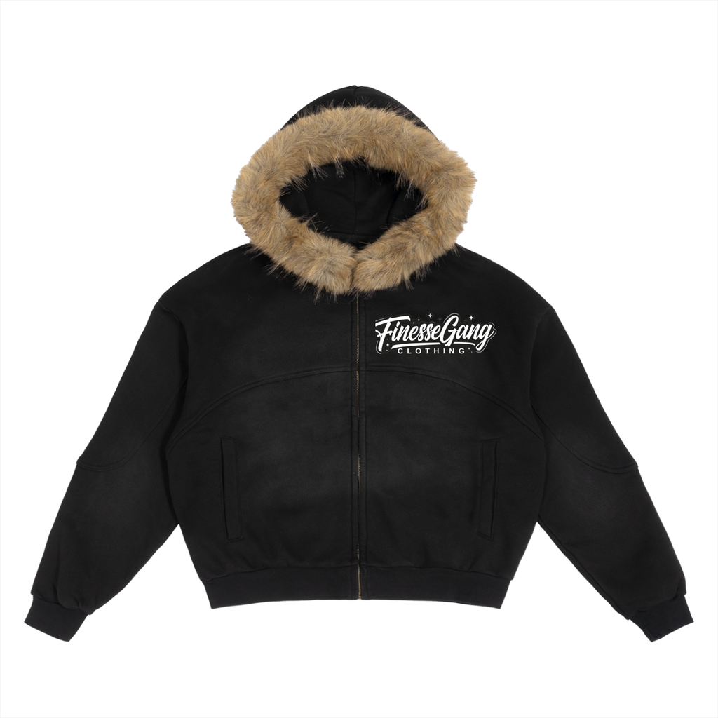 FG-Sun Fade Boxy Detachable Fur Hoodie